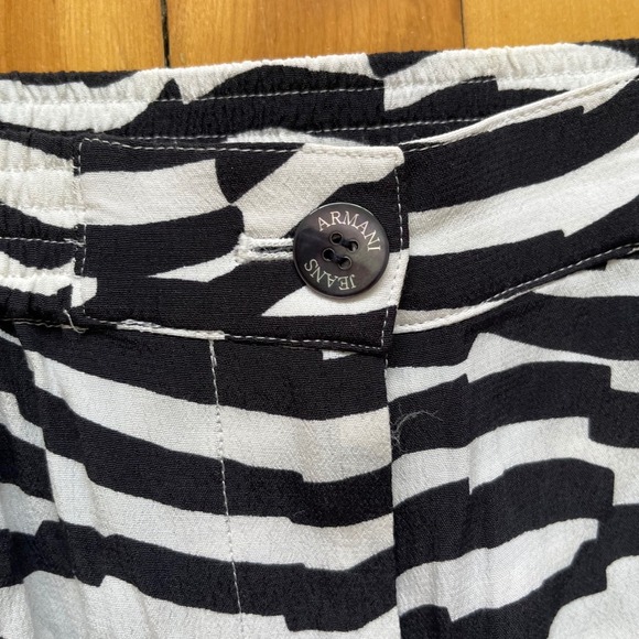 Armani Jeans Black White Zebra Print Wide Leg Pants Women's Size 38 - Picture 7 of 7
